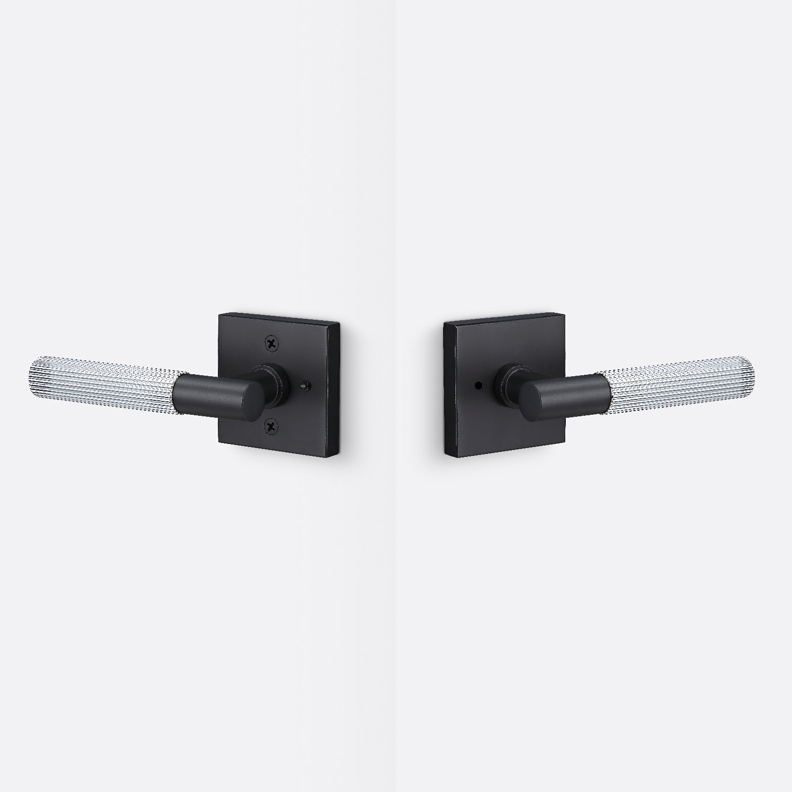 Sure-Loc AP102-SQ-GRIP-SKN Straight Knurled Grip Privacy Door Lever with Aspra Square Rosette