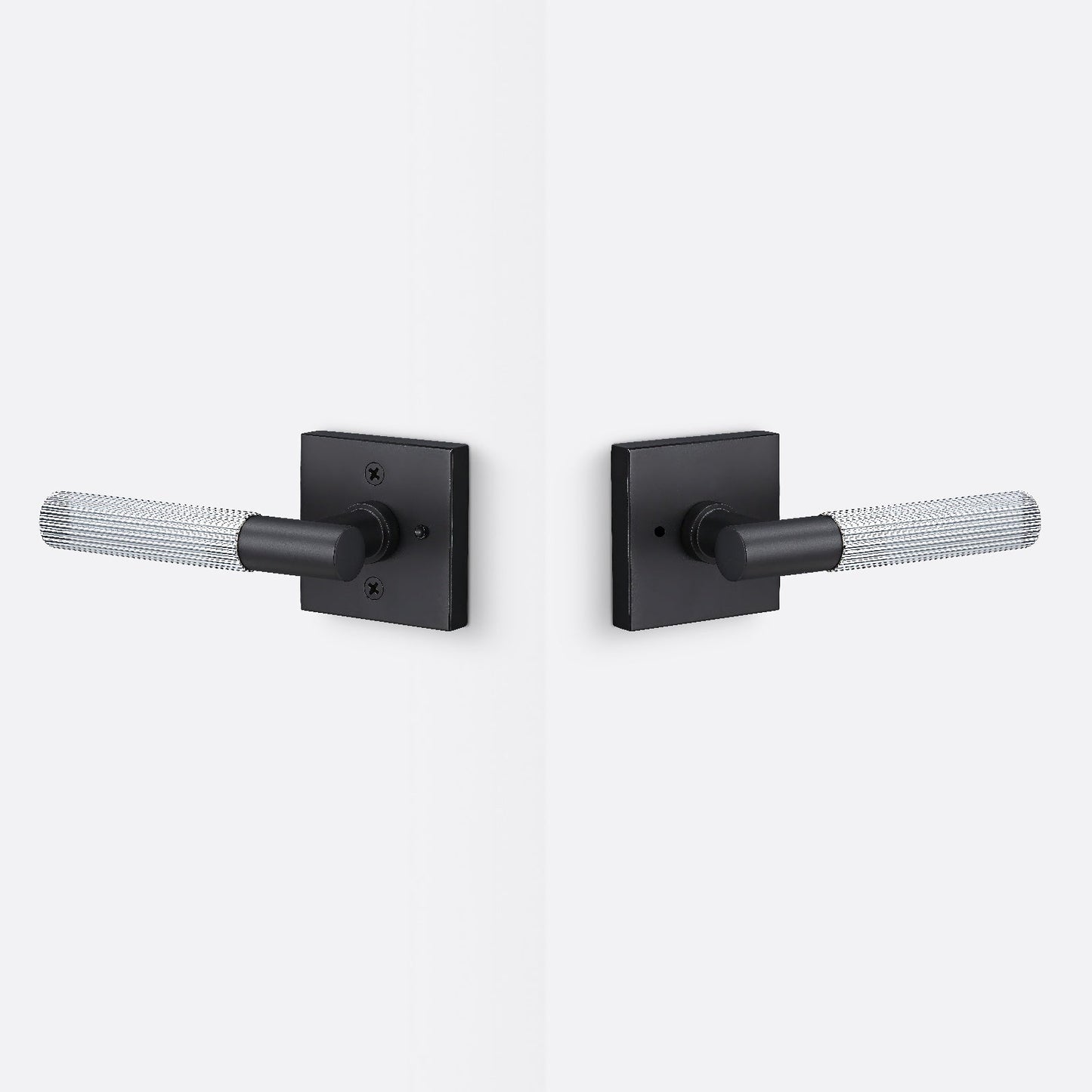 Sure-Loc AP102-SQ-GRIP-SKN Straight Knurled Grip Privacy Door Lever with Aspra Square Rosette