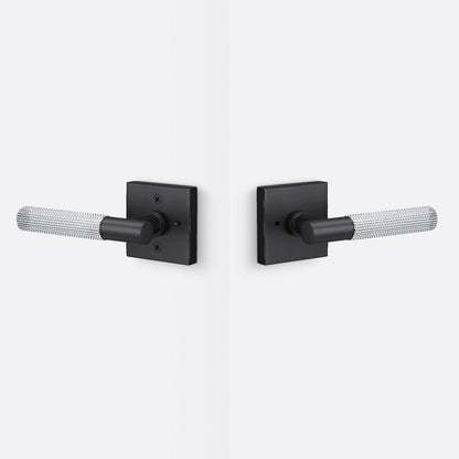 Sure-Loc AP102-SQ-GRIP-SKN Straight Knurled Grip Privacy Door Lever with Aspra Square Rosette