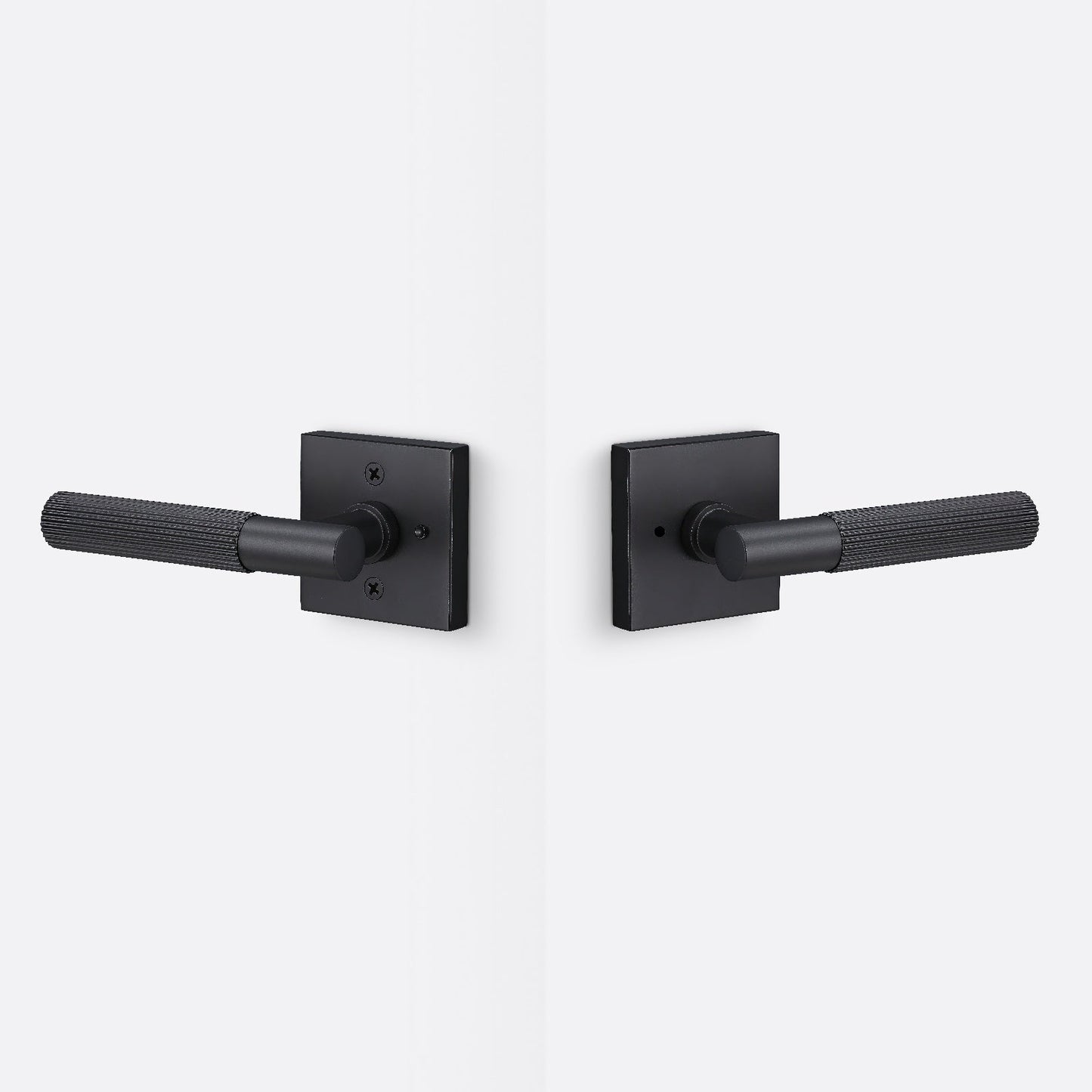 Sure-Loc AP102-SQ-GRIP-SKN Straight Knurled Grip Privacy Door Lever with Aspra Square Rosette