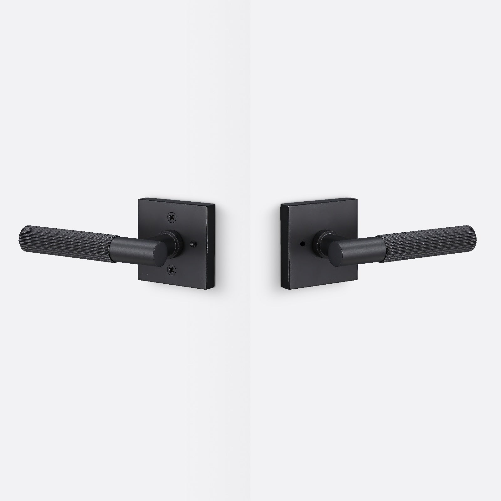 Sure-Loc AP102-SQ-GRIP-SKN Straight Knurled Grip Privacy Door Lever with Aspra Square Rosette