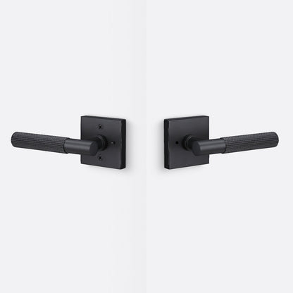 Sure-Loc AP102-SQ-GRIP-SKN Straight Knurled Grip Privacy Door Lever with Aspra Square Rosette