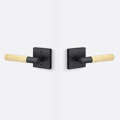 Sure-Loc AP102-SQ-GRIP-SKN Straight Knurled Grip Privacy Door Lever with Aspra Square Rosette