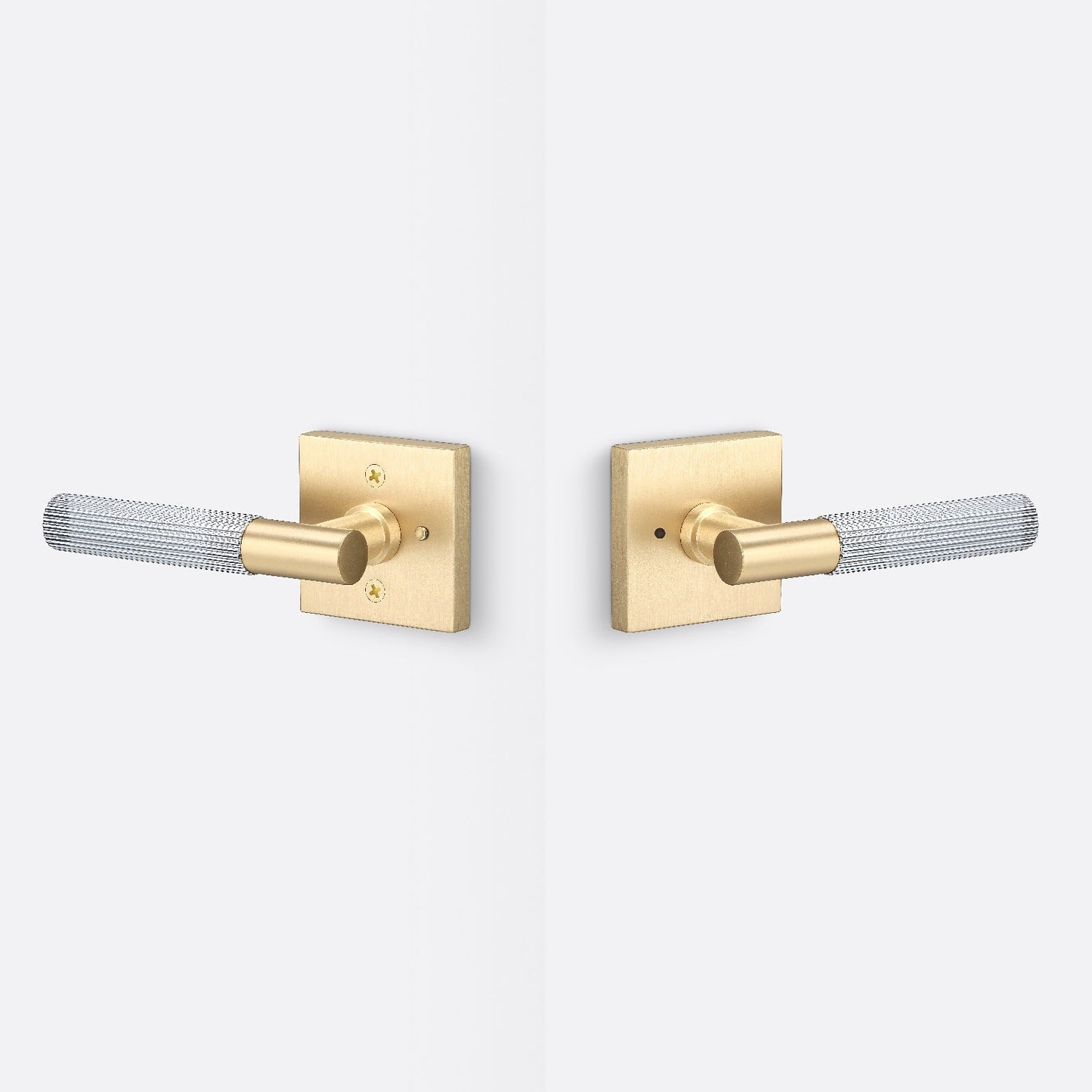 Sure-Loc AP102-SQ-GRIP-SKN Straight Knurled Grip Privacy Door Lever with Aspra Square Rosette
