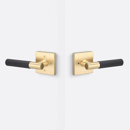 Sure-Loc AP102-SQ-GRIP-SKN Straight Knurled Grip Privacy Door Lever with Aspra Square Rosette