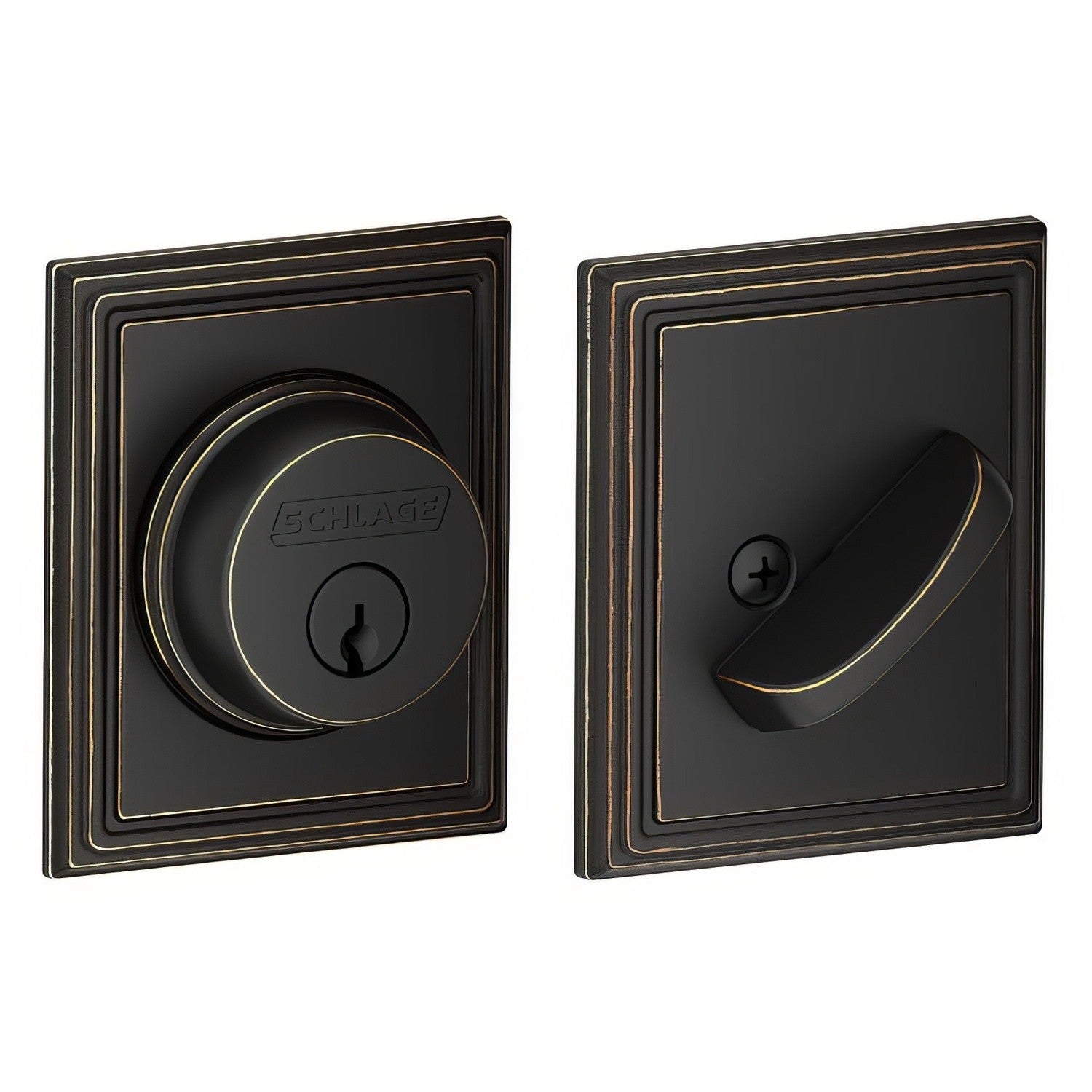 Schlage B60ADD Single Cylinder Deadbolt with Addison Rose
