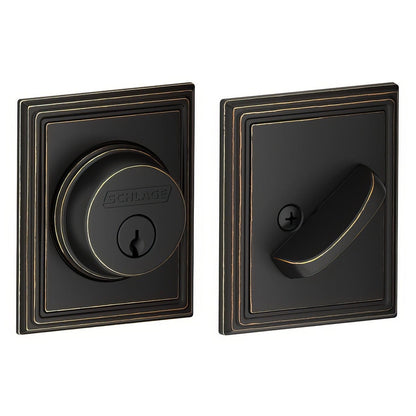 Schlage B60ADD Single Cylinder Deadbolt with Addison Rose