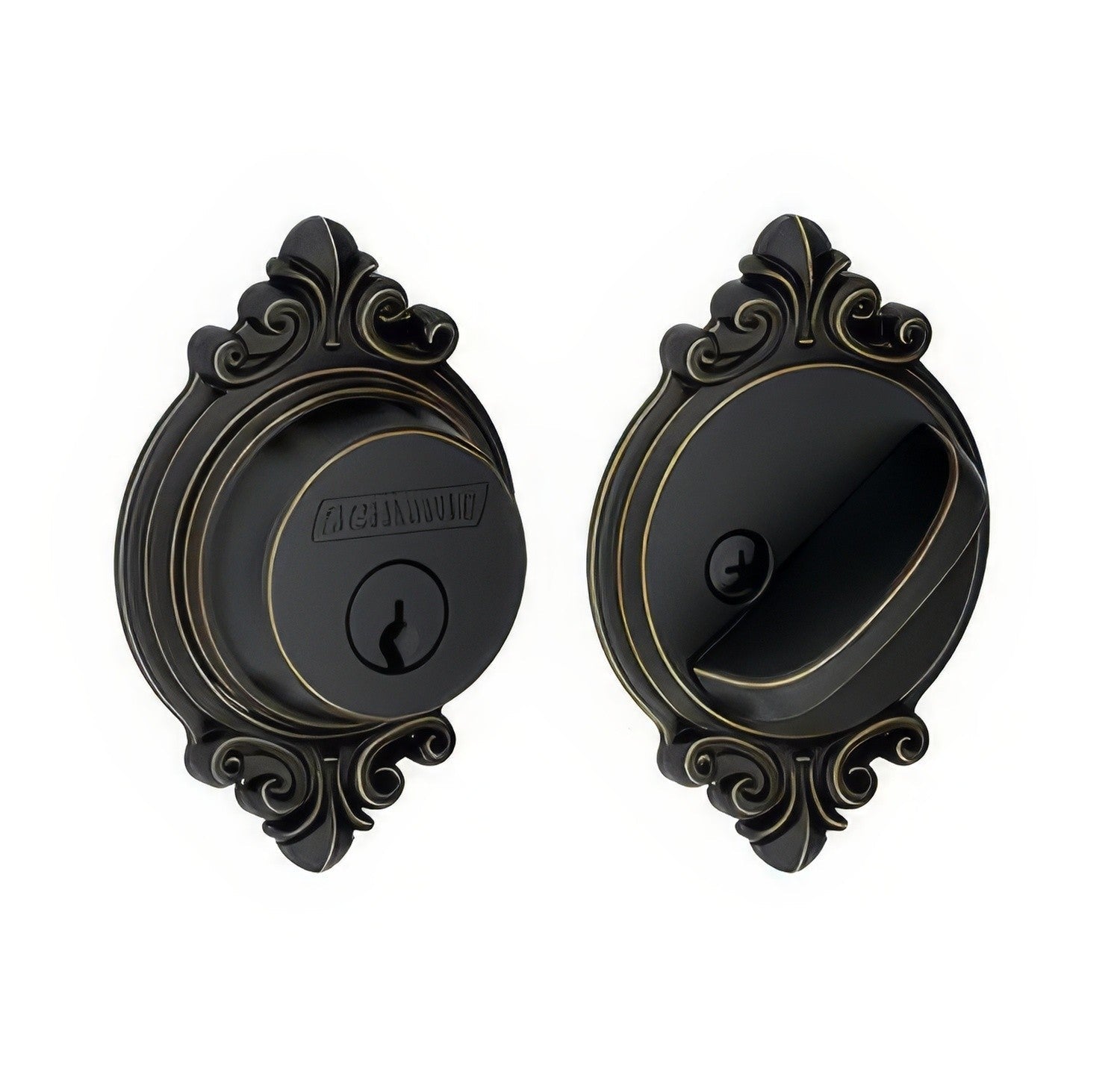 Schlage B60BRK Single Cylinder Deadbolt with Brookshire Rose.