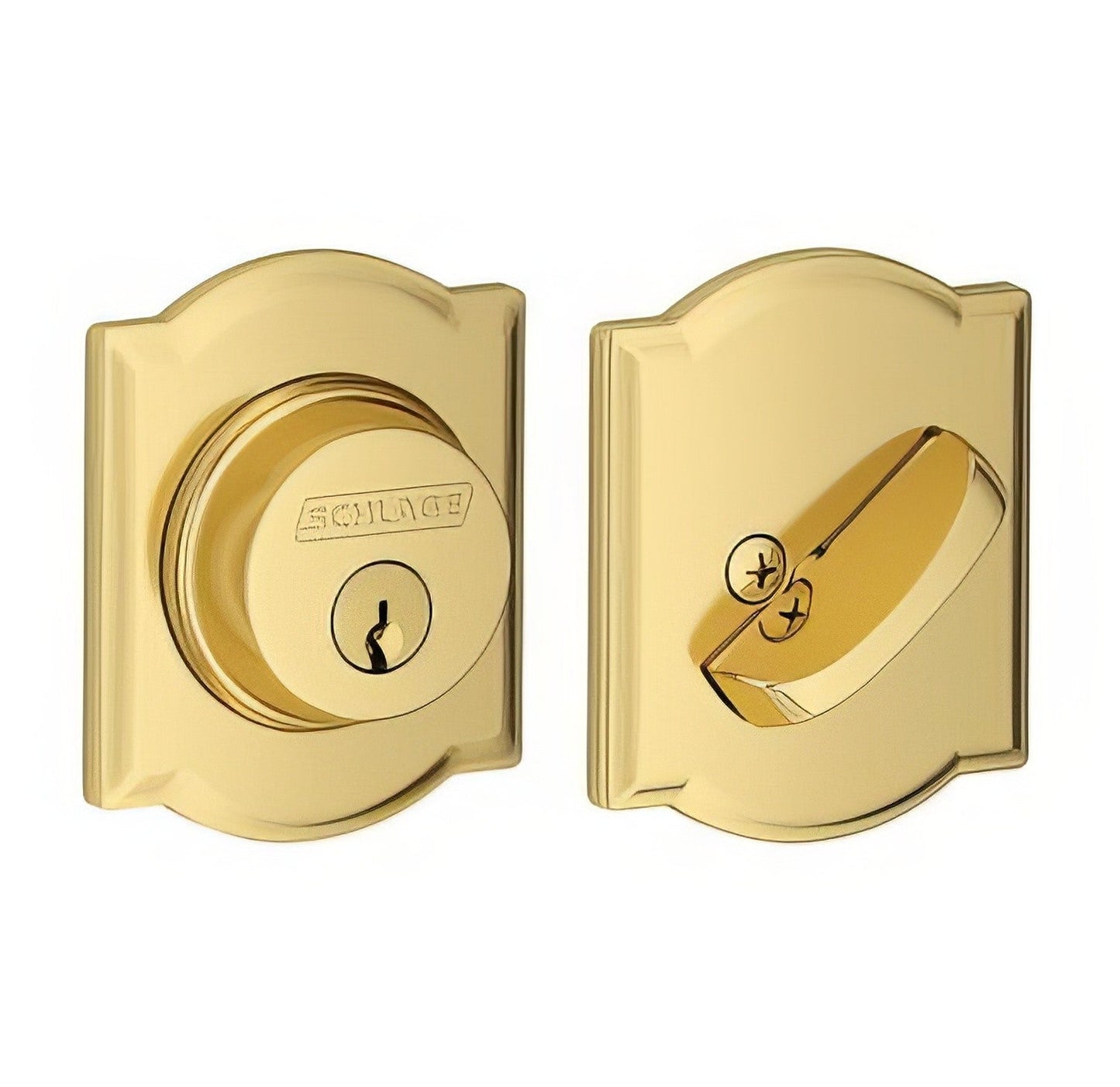 Schlage B60CAM Single Cylinder Deadbolt with Camelot Rose.