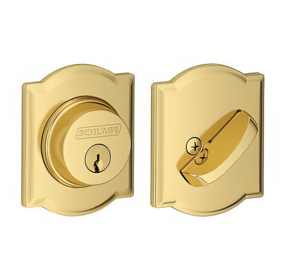 Schlage B60CAM Single Cylinder Deadbolt with Camelot Rose.