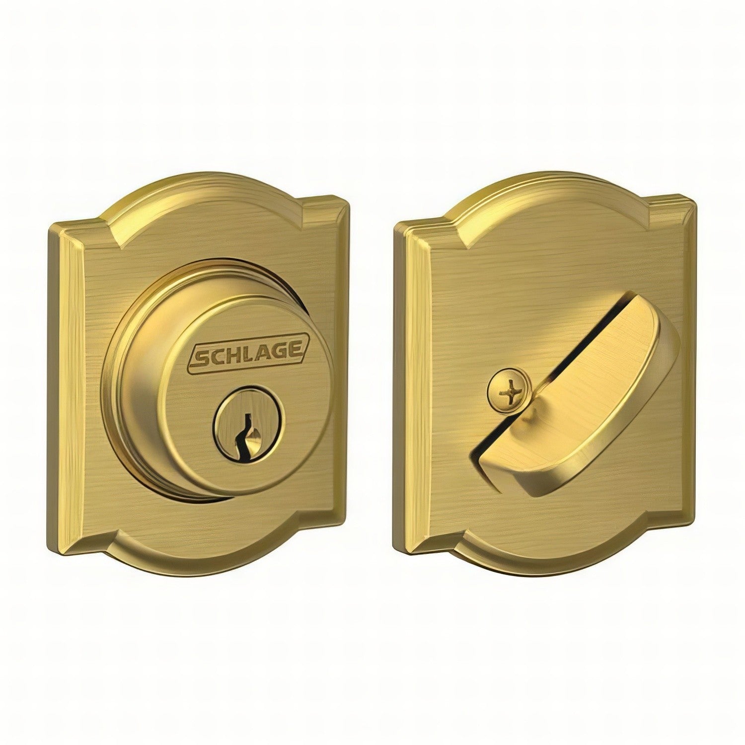 Schlage B60CAM Single Cylinder Deadbolt with Camelot Rose.
