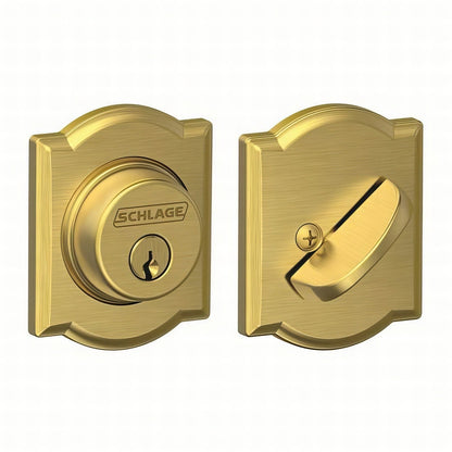 Schlage B60CAM Single Cylinder Deadbolt with Camelot Rose.