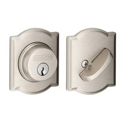 Schlage B60CAM Single Cylinder Deadbolt with Camelot Rose.