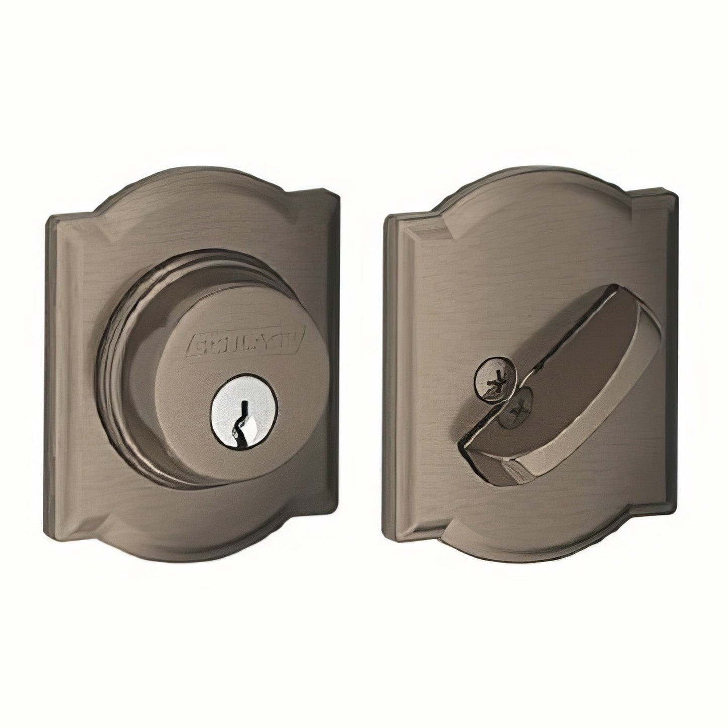 Schlage B60CAM Single Cylinder Deadbolt with Camelot Rose.