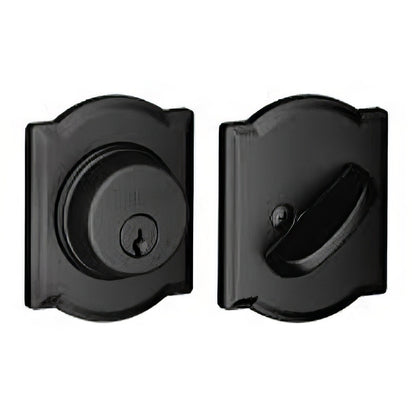 Schlage B60CAM Single Cylinder Deadbolt with Camelot Rose.