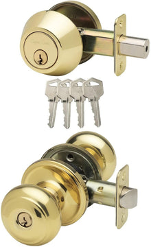 Copper Creek BKDB141 Ball Single Cylinder Keyed Entry Knob Set Combo Pack with Deadbolt
