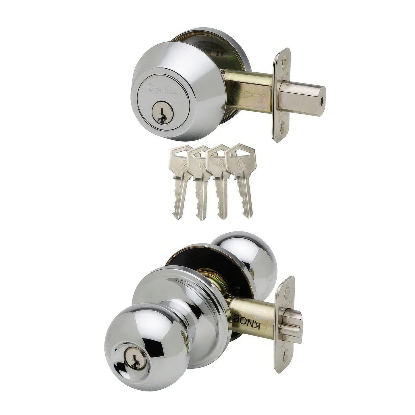 Copper Creek BKDB141 Ball Single Cylinder Keyed Entry Knob Set Combo Pack with Deadbolt.