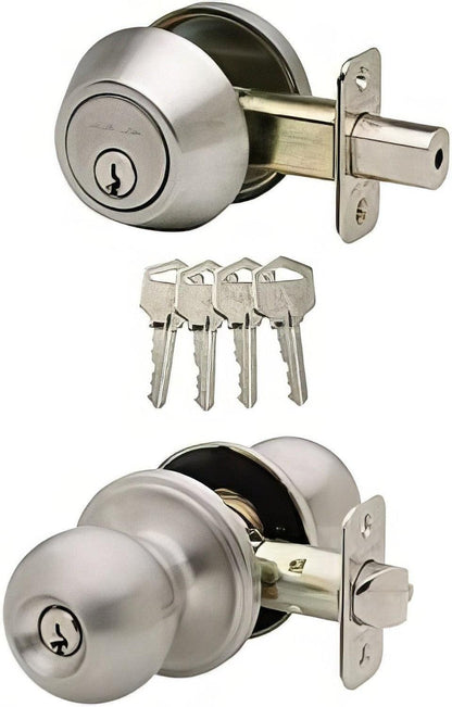 Copper Creek BKDB141 Ball Single Cylinder Keyed Entry Knob Set Combo Pack with Deadbolt