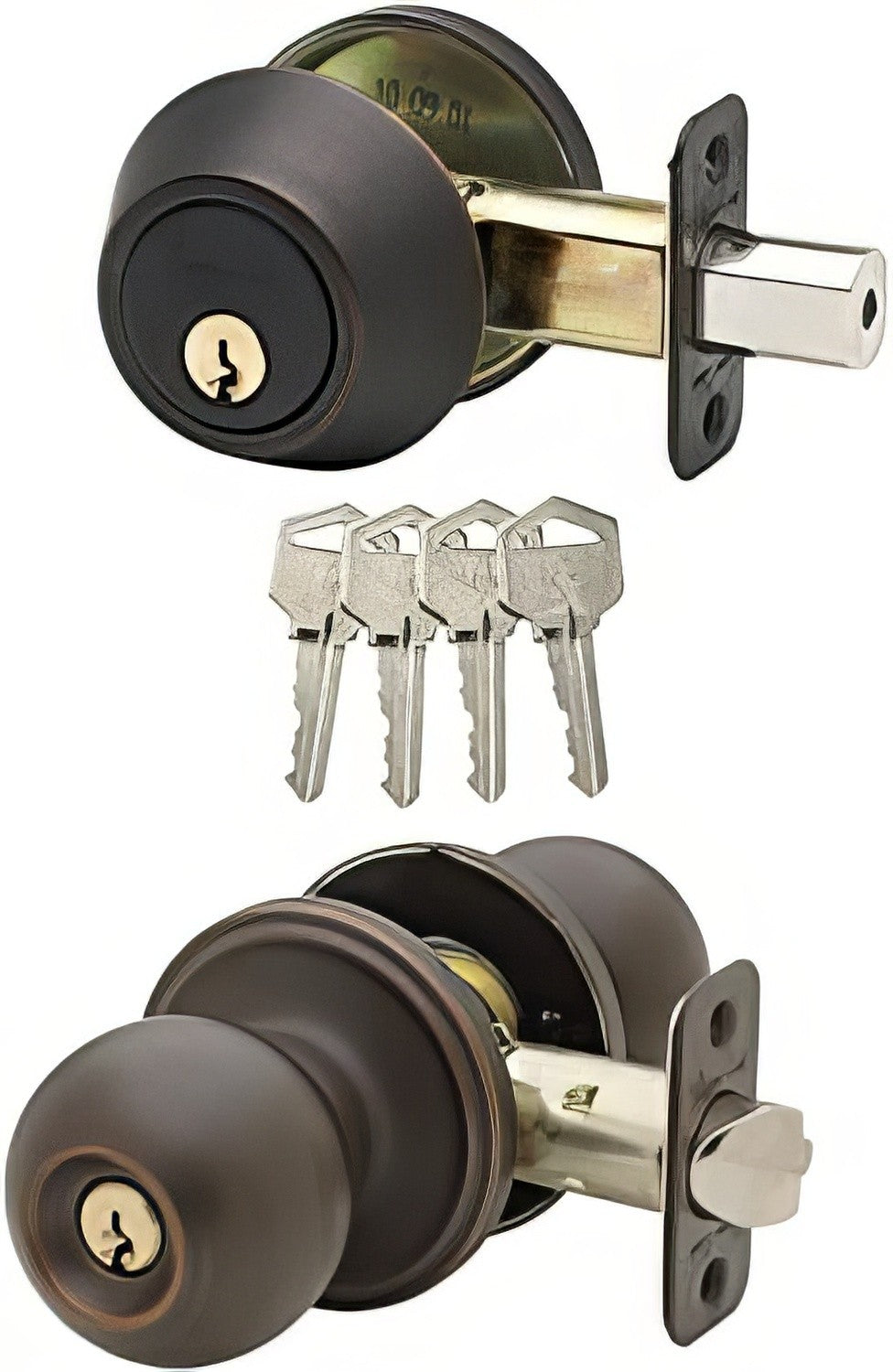 Copper Creek BKDB141 Ball Single Cylinder Keyed Entry Knob Set Combo Pack with Deadbolt.