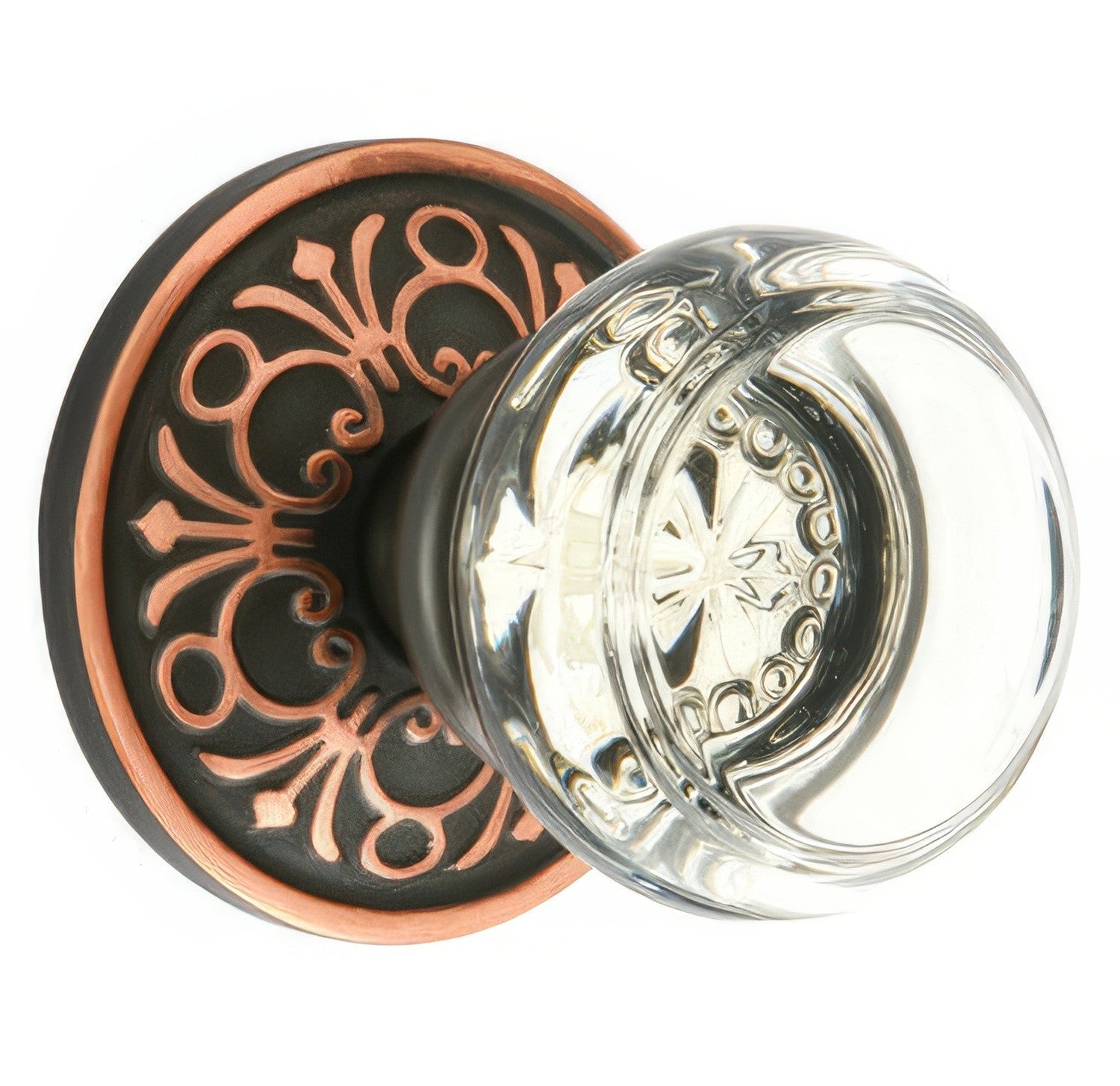 Emtek Georgetown Crystal Passage Door Knob with Brass Rosette and the CF Mechanism