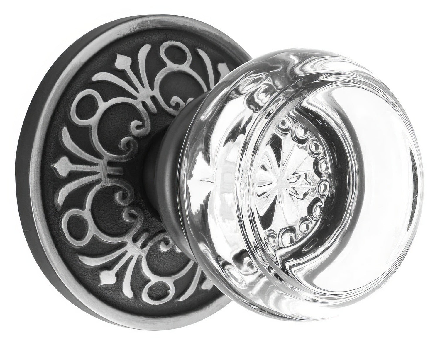 Emtek Georgetown Crystal Passage Door Knob with Brass Rosette and the CF Mechanism