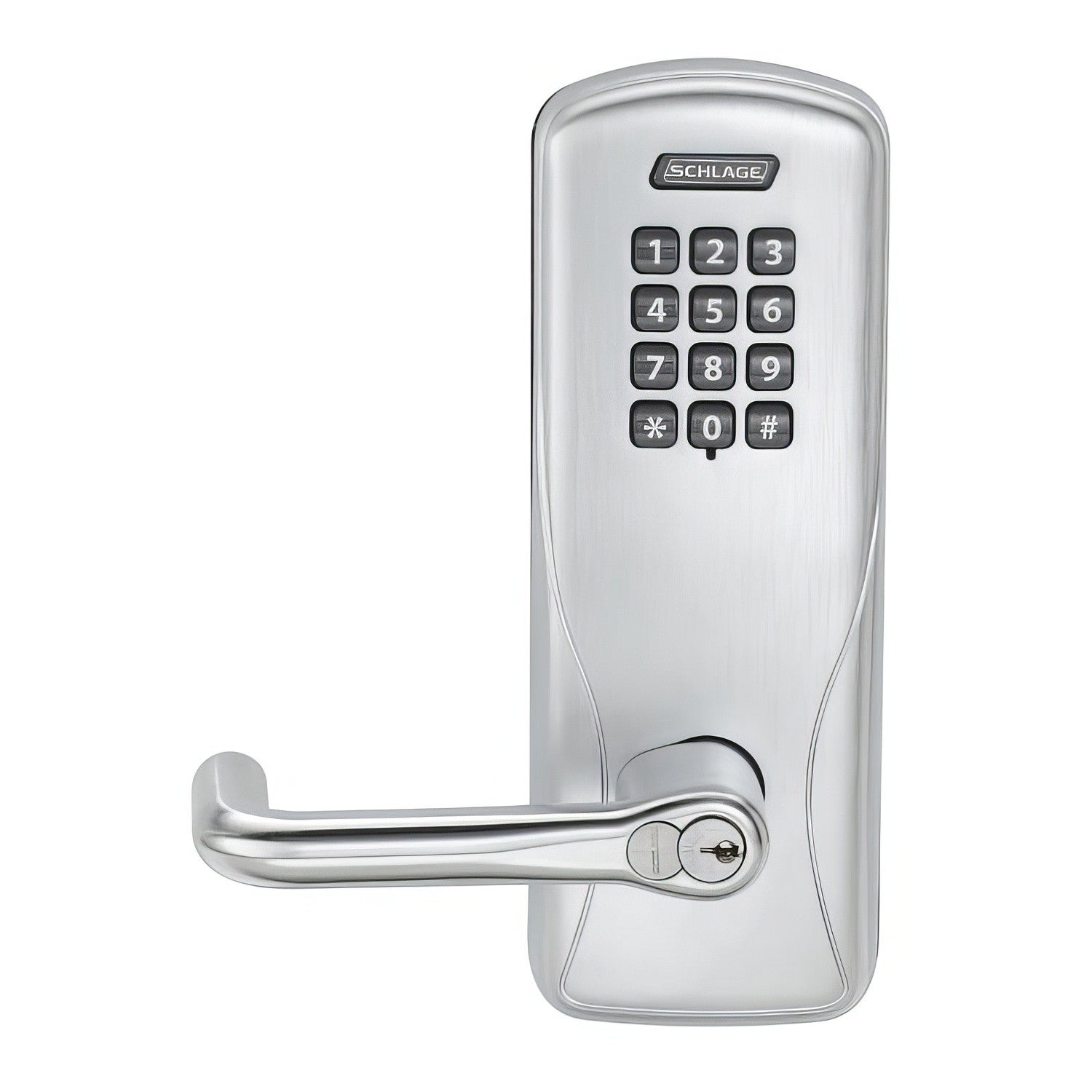 Schlage CO-100-CY-70-KP-TLR CO-Series Commercial Electronic Cylindrical Lock with Keypad and Tubular Lever