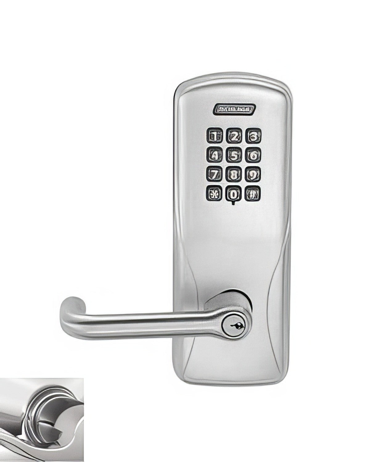 Schlage CO100MS70KPTLR Satin Chrome CO-Series Commercial Electronic Mortise Lock with Keypad and Tubular Lever