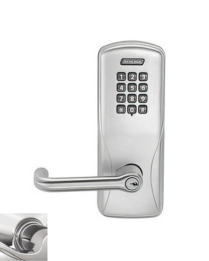 Schlage CO100MS70KPTLR Satin Chrome CO-Series Commercial Electronic Mortise Lock with Keypad and Tubular Lever