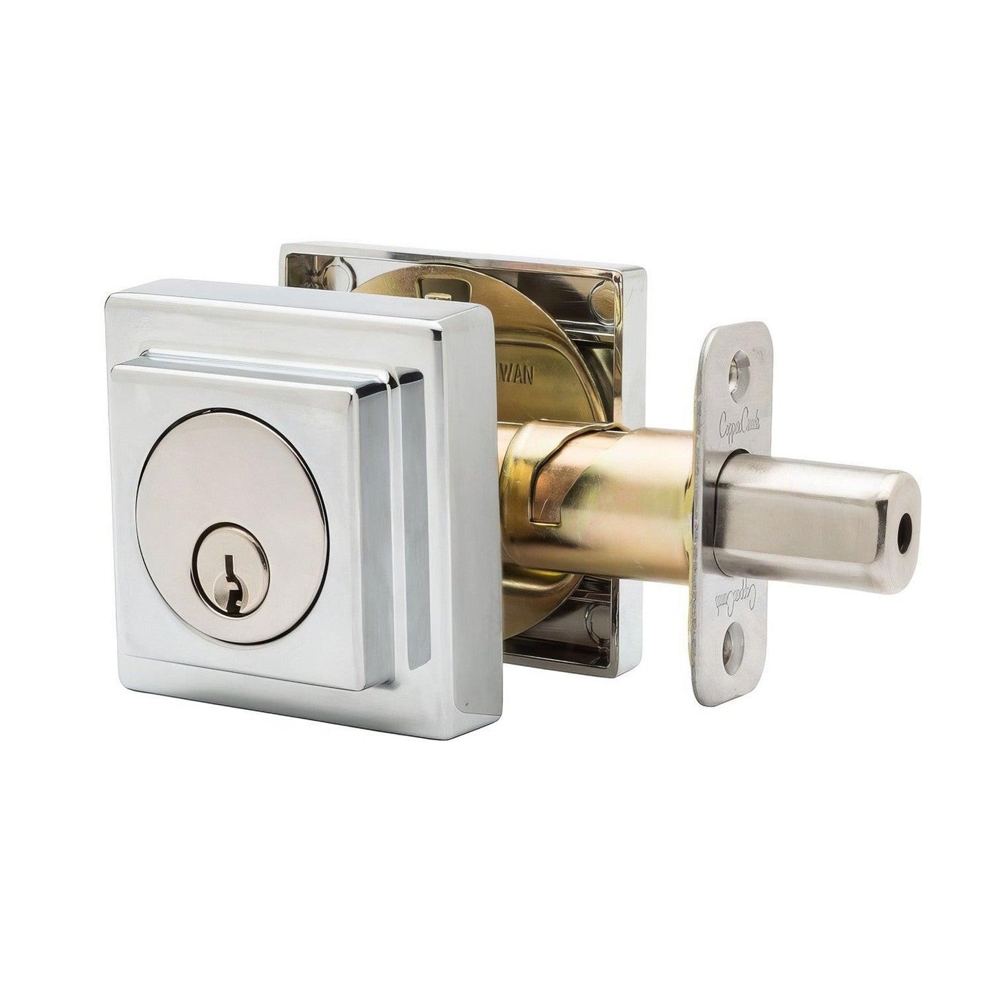 Copper Creek DBS2410 Mid Century Modern Keyed Entry Single Cylinder Deadbolt with Square Rosette.