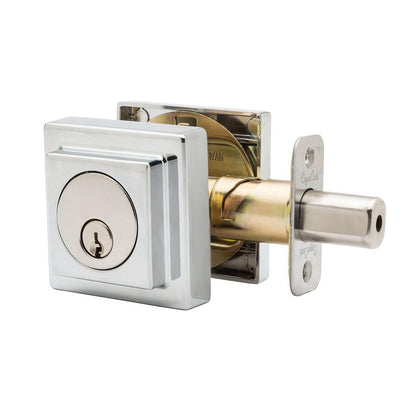 Copper Creek DBS2410 Mid Century Modern Keyed Entry Single Cylinder Deadbolt with Square Rosette.