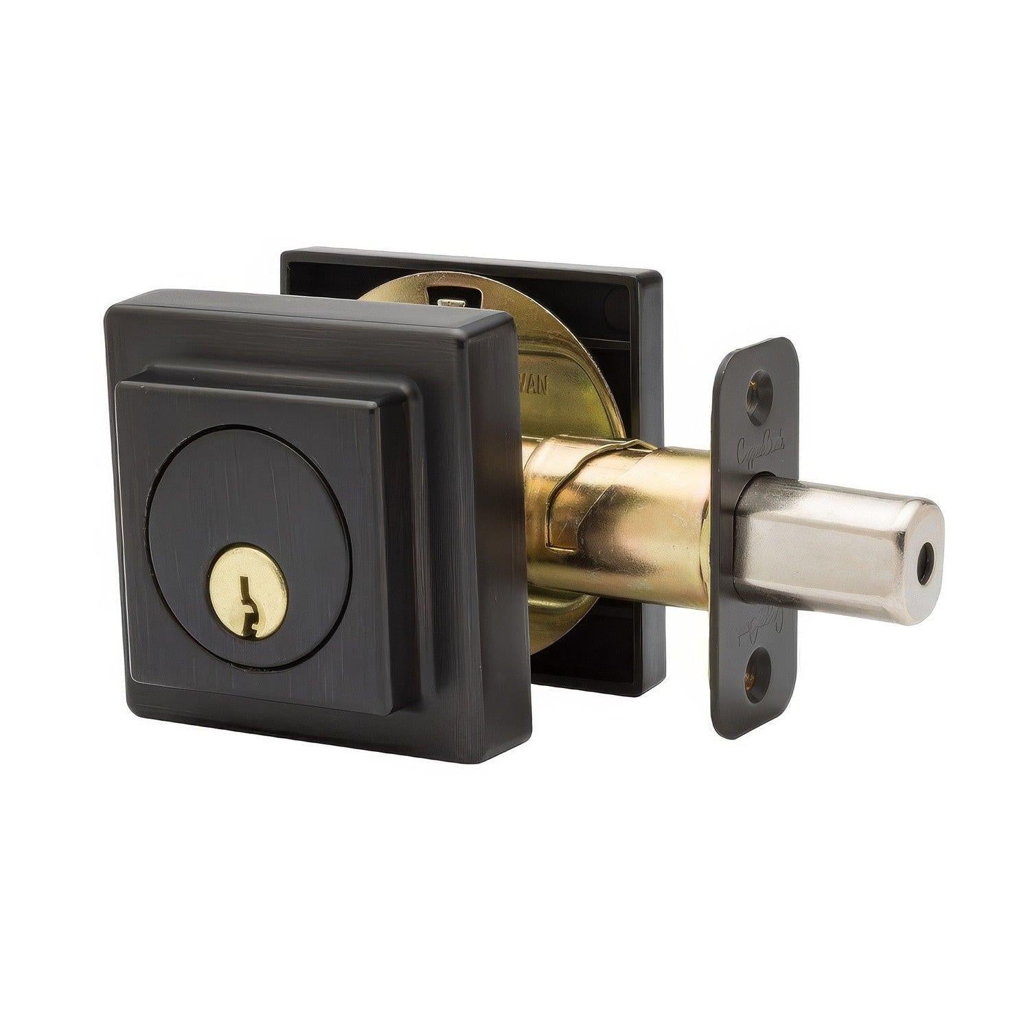 Copper Creek DBS2410 Mid Century Modern Keyed Entry Single Cylinder Deadbolt with Square Rosette.