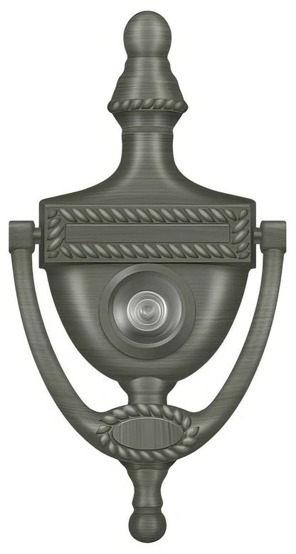 Deltana DKV6R 6" x 3-1/8" Victorian Rope Door Knocker with Glass Lens Viewer.