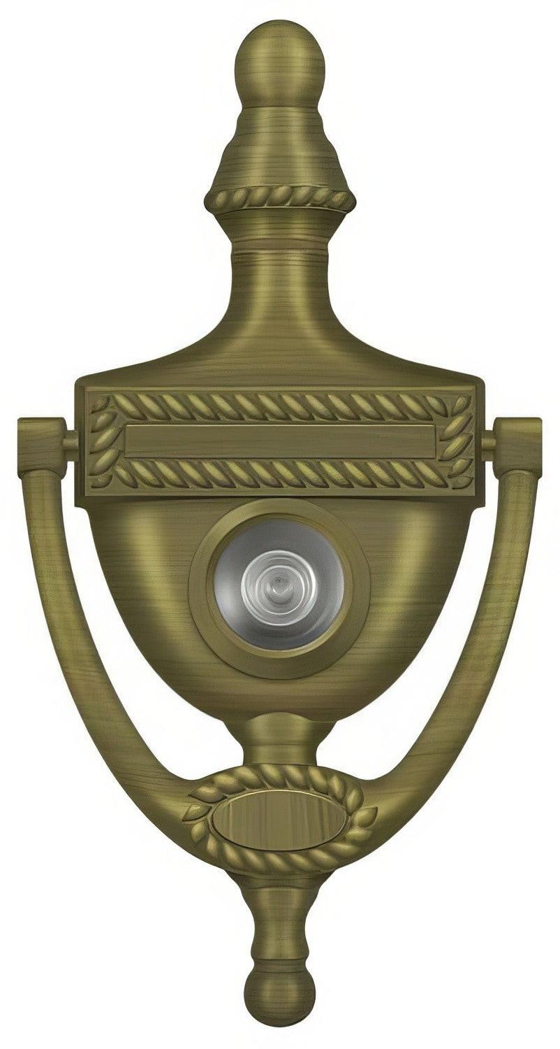 Deltana DKV6R 6" x 3-1/8" Victorian Rope Door Knocker with Glass Lens Viewer.