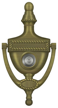Deltana DKV6R 6" x 3-1/8" Victorian Rope Door Knocker with Glass Lens Viewer.
