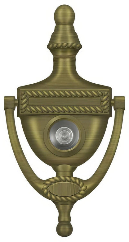 Deltana DKV6R 6" x 3-1/8" Victorian Rope Door Knocker with Glass Lens Viewer.