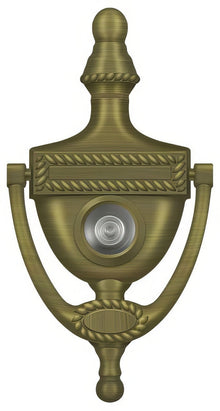 Deltana DKV6R 6" x 3-1/8" Victorian Rope Door Knocker with Glass Lens Viewer