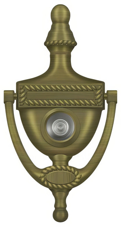 Deltana DKV6R 6" x 3-1/8" Victorian Rope Door Knocker with Glass Lens Viewer