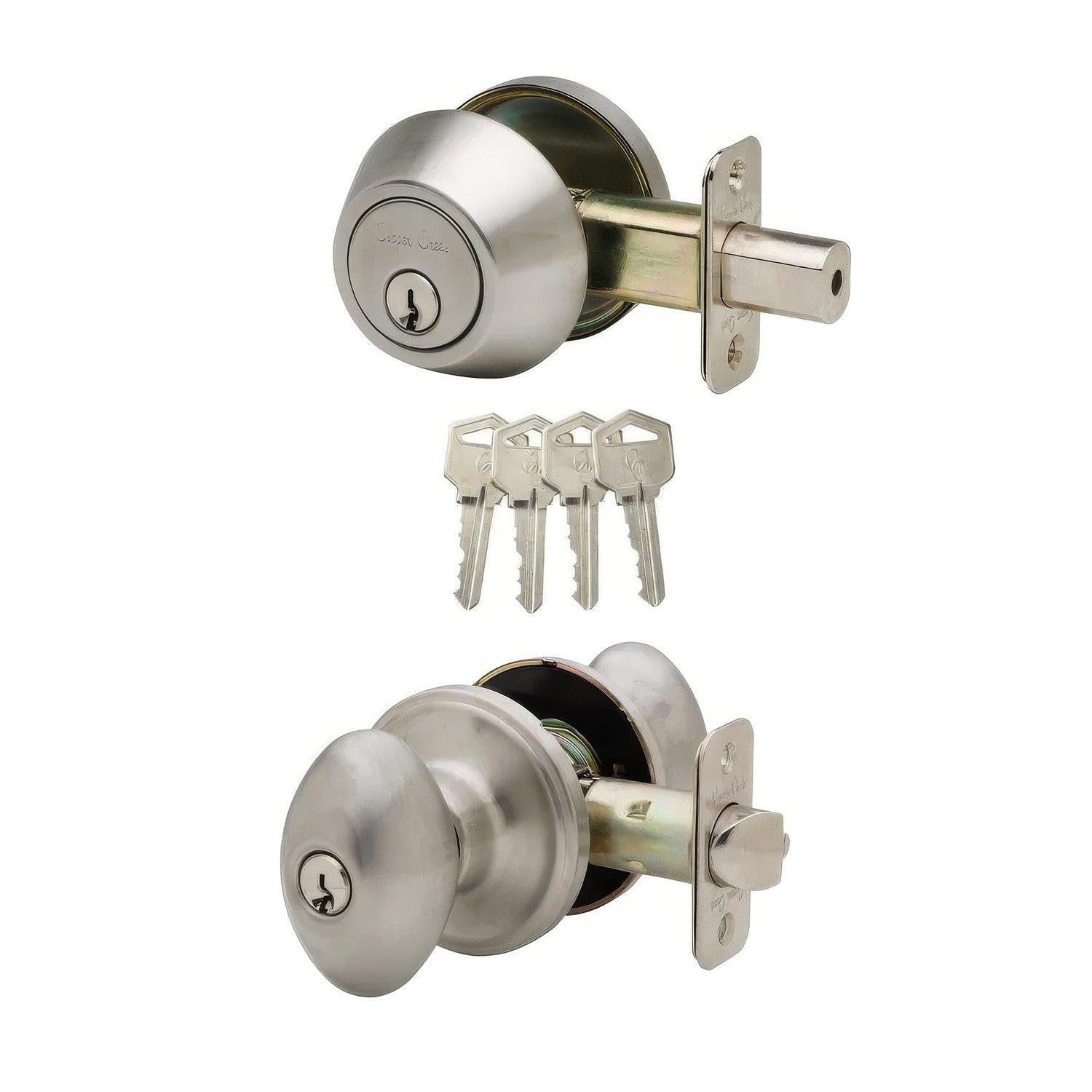 Copper Creek EKDB141Egg Single Cylinder Keyed Entry Knob Set Combo Pack with Deadbolt.