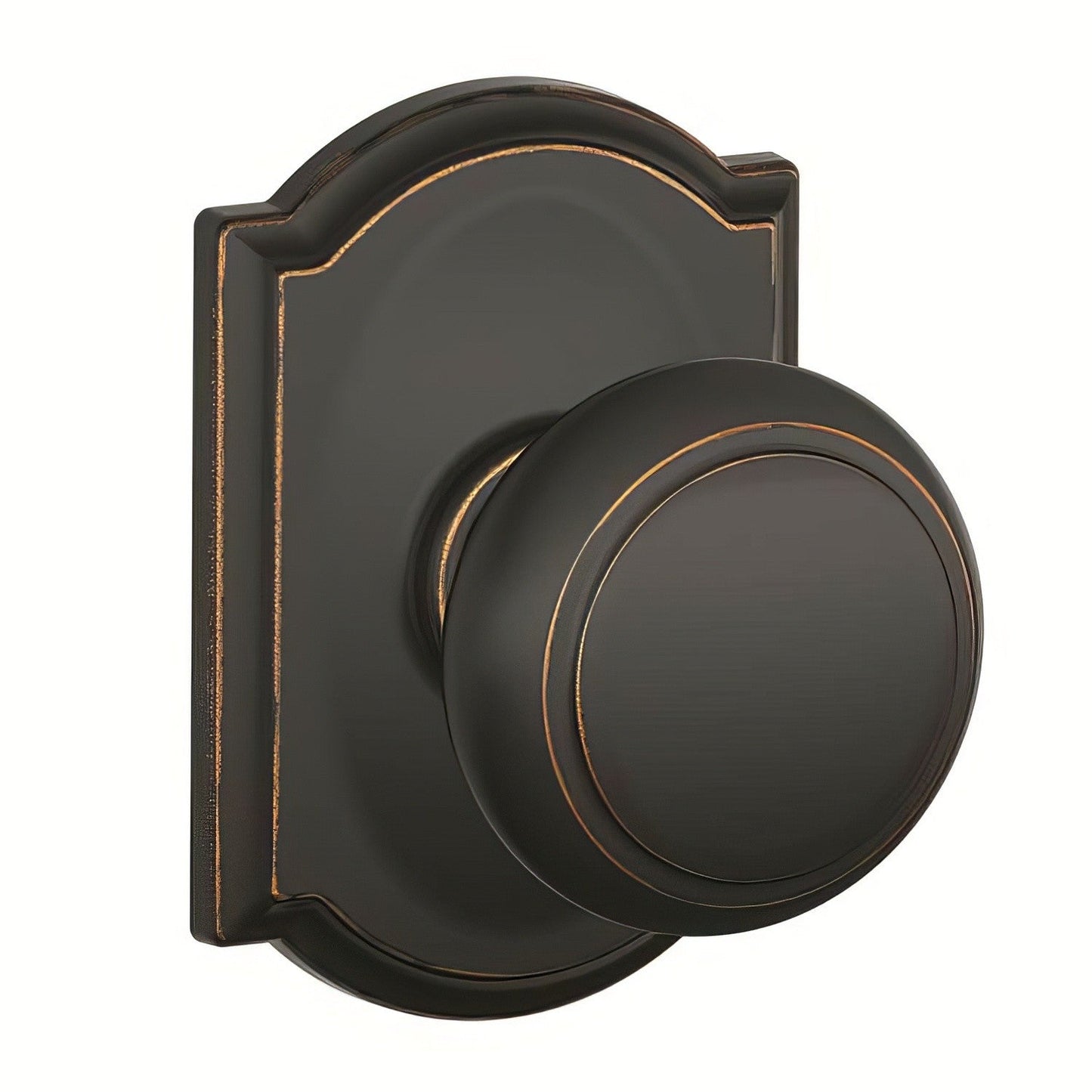 Schlage F10AND716CAM Andover with Camelot Rose Passage Door Lever Aged Bronze