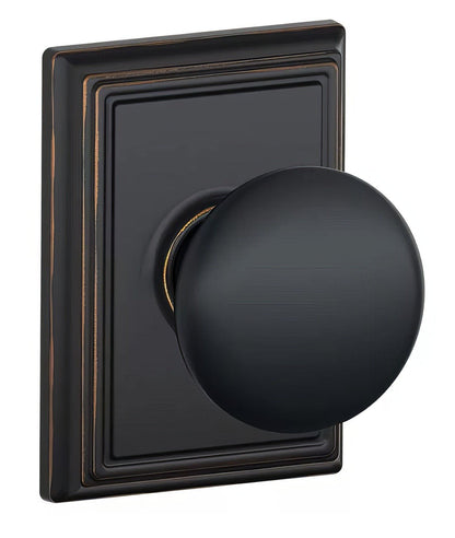 Schlage F10PLY-ADD Plymouth with Addison Rose Passage Door Knob