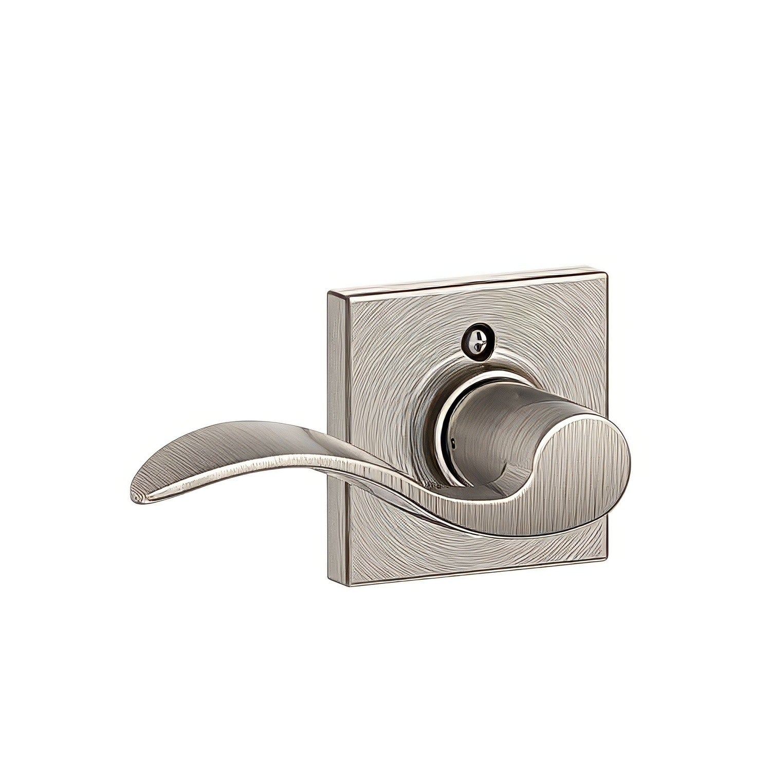 Schlage F170ACC619COLLH Left Hand Accent with Collins Rose Half Dummy Door Lever Satin Nickel.
