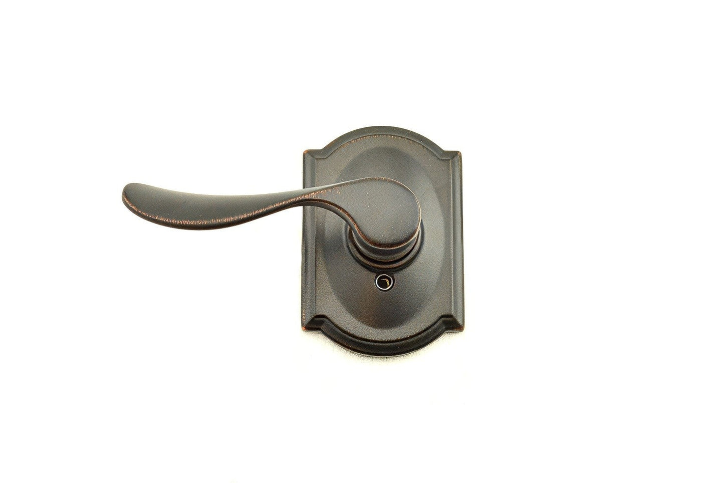 Schlage F170CHP716CAMLH Champagne with Camelot Rose Left Hand Dummy Door Lever Aged Bronze