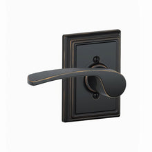 Schlage F170MER716ADDLH Merano with Addison Rose Left Hand Dummy Door Lever Aged Bronze.