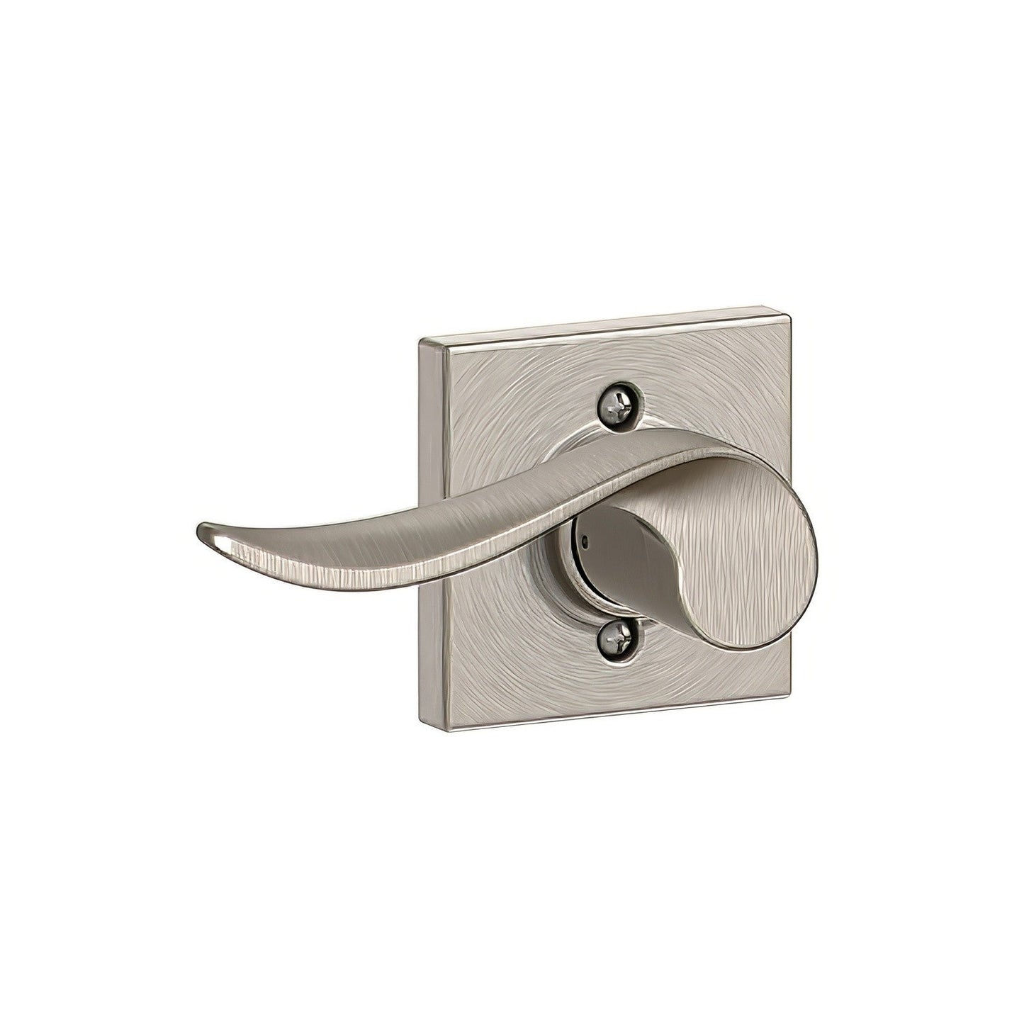 Schlage F170SAC619COLLH Left Hand Sacramento with Collins Rose Dummy Door Lever Satin Nickel.