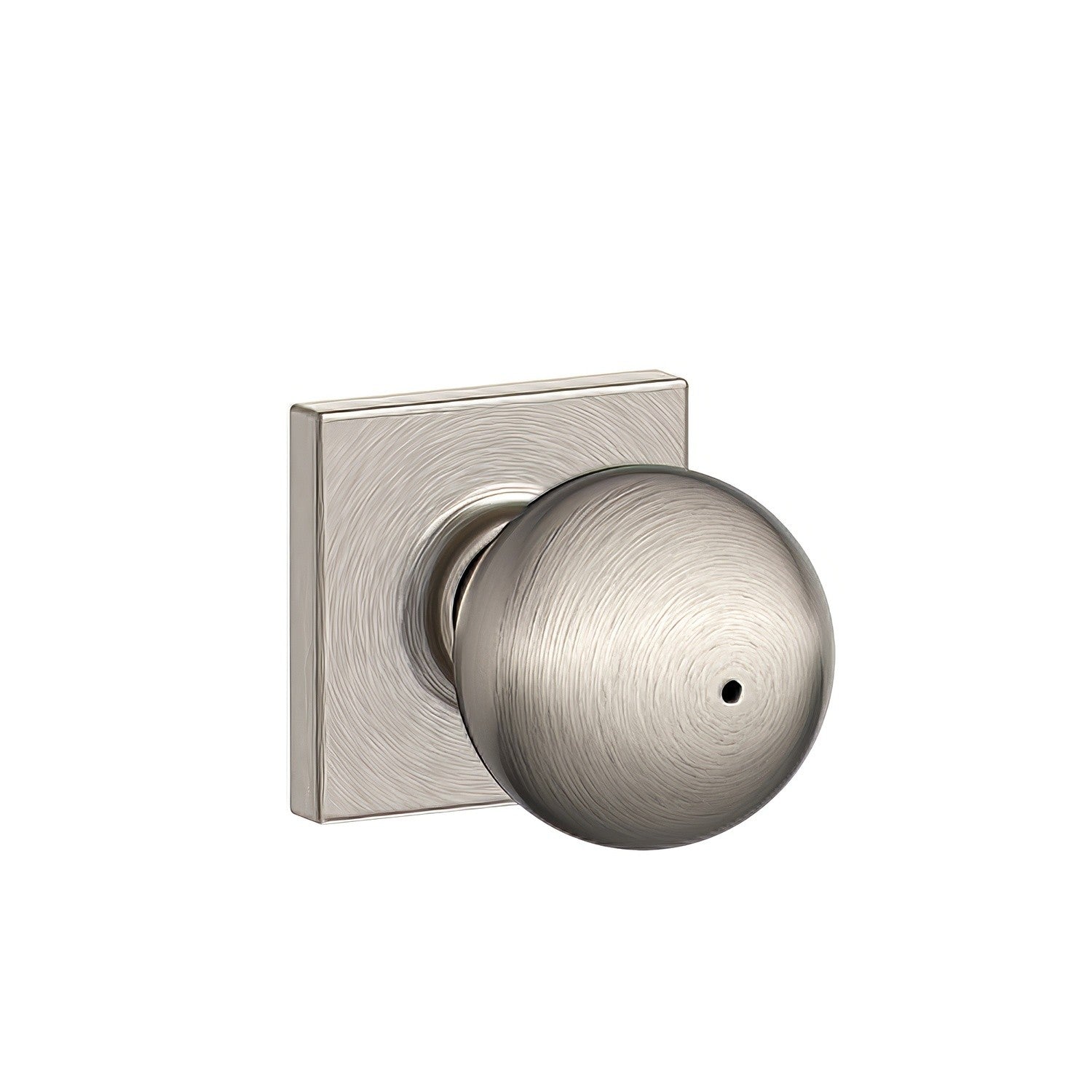 Schlage F40ORB619COL Orbit with Collins Rose Privacy Door Knob Satin Nickel.