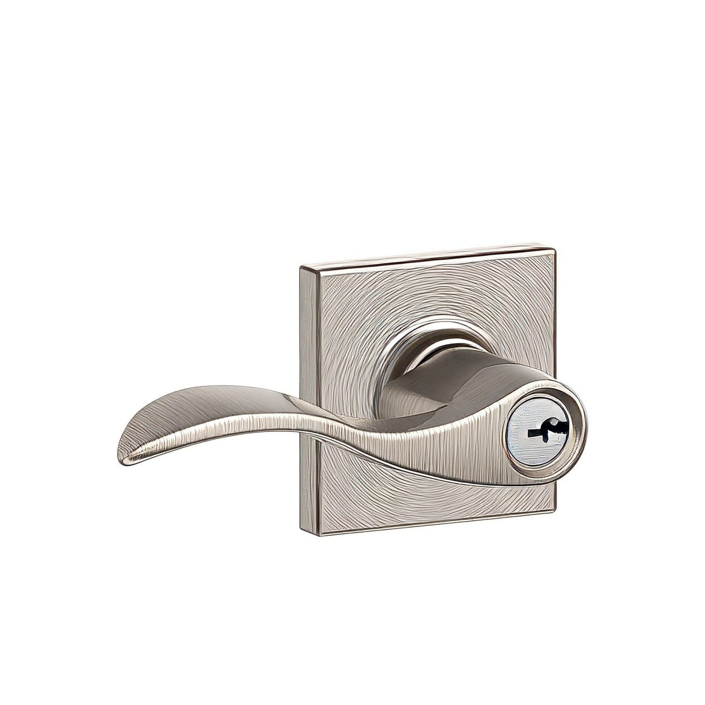 Schlage F51AACC619COL Accent with Collins Rose Keyed Entry Door Lever Satin Nickel