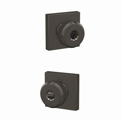 Schlage F51A-BWE-COL Bowery Knob with Collins Rose Keyed Entry Lock.