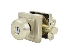 Schlage F51ABWE619ULD Bowery with Upland Rose Keyed Entry Door Knob Satin Nickel