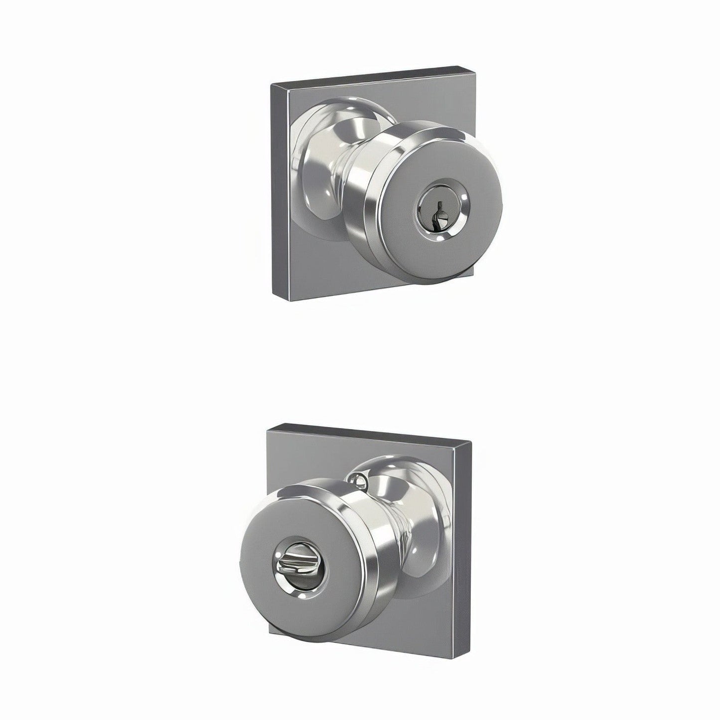 Schlage F51A-BWE-COL Bowery Knob with Collins Rose Keyed Entry Lock.