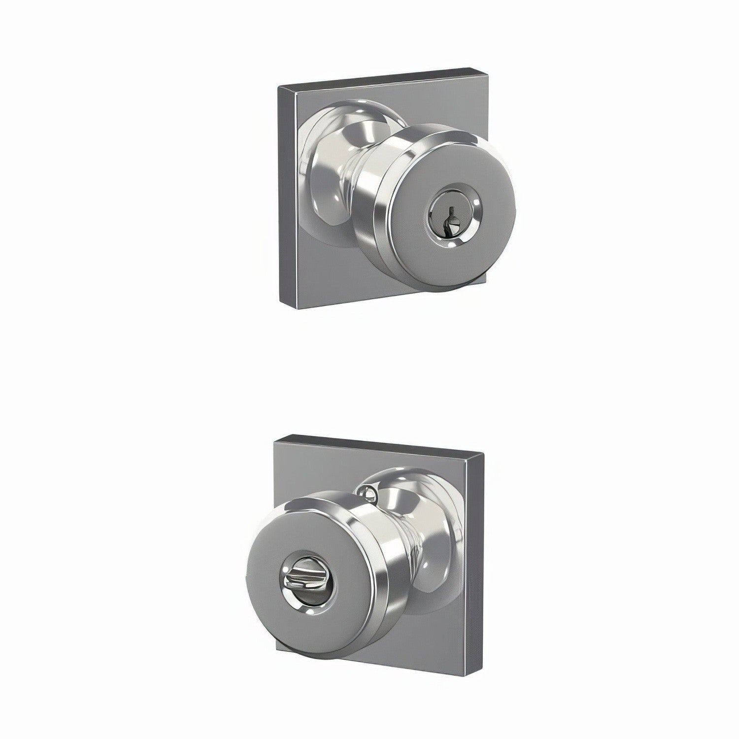 Schlage F51A-BWE-COL Bowery Knob with Collins Rose Keyed Entry Lock.